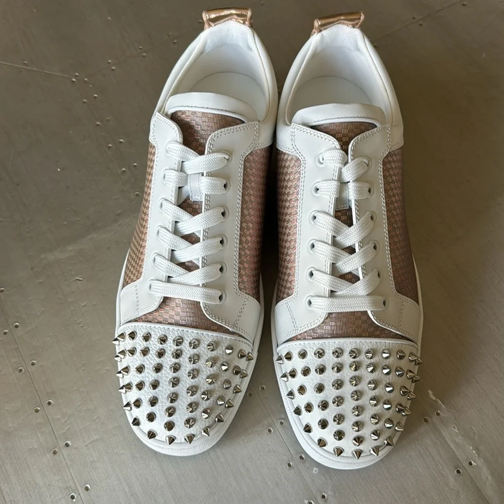 Christian Louboutin varsijunior spikes flat sneaker trainer bronze white roca 46